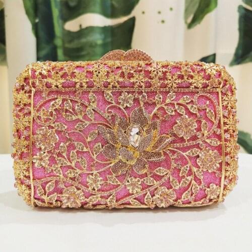 Luxury Fashion blackCrystal Evening bags Clutch Bag Women Wedding Flower Day Clutches Female banquet Boutique Party Purse gift