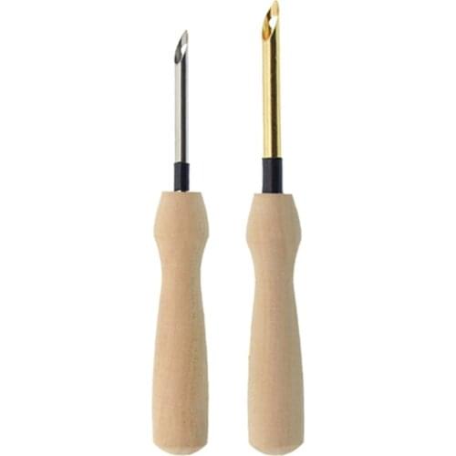 Knitting Embroidery Pen Weaving Felting Craft Punch Needle Threader Wooden Handle DIY Tool Retailsale