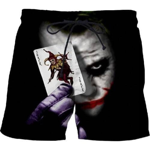 2021 New 3D joker Print Summer Surfing Beach Shorts Man Shorts Anime Shorts Quick Drying Holiday Streetwear Men clothing Fashion