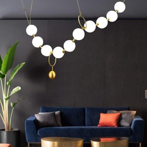 Modern Glass Balls LED Pendant Lamp for Living Room Restaurant Hall Creative Necklace Design Decor Hanging Lights With 10 Bulbs