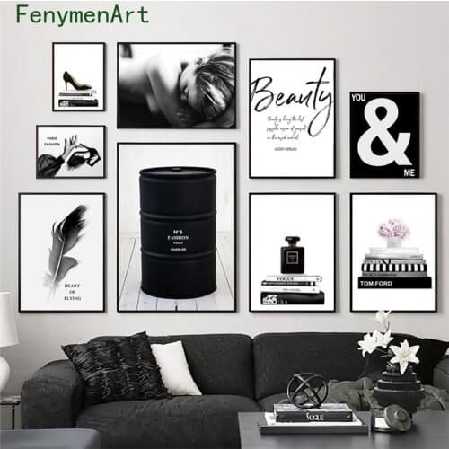 Modern Coco Quotes Posters Art Prints Perfume Bottle Canvas Paintings Fashion Wall Pictures for living Room Home Decor Vogue