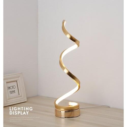 Modern Sprial Gold And White Aluminium And Silicon 12W LED Table Lamps Bedside Desk Lamps Decorative Standing Light Living Room