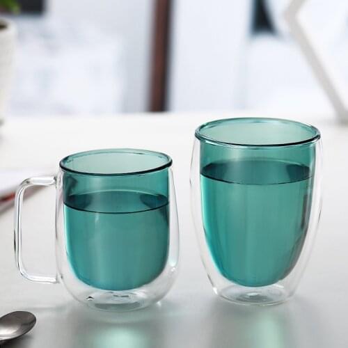 Glass double layer ironproof creative color belt make glass tea cup use large capacity drink cup coffee cup