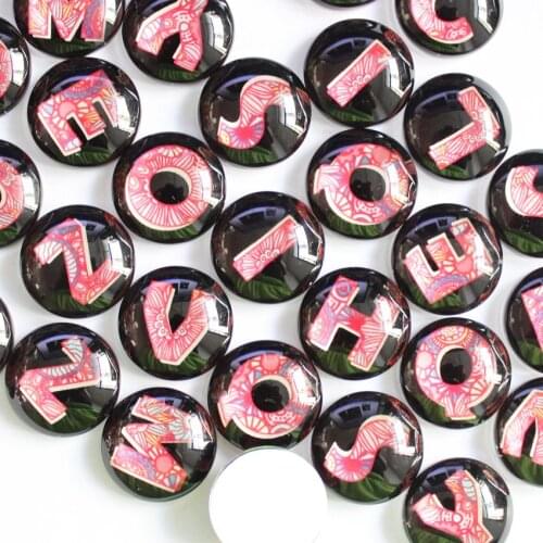 20mm Mixed Random Letters Round Glass Cabochon Flatback Photo Dome Cameo in pairs 20pcs/lot K05435
