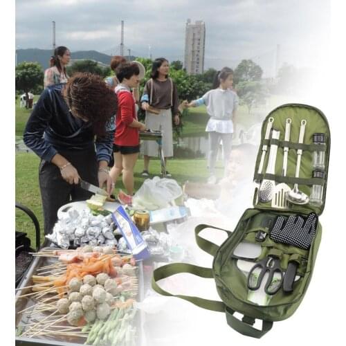 Picnic Bag Portable Multifunctional Solid Color Wear-resistant Waterproof Shoulder Picnic Tableware Storage Bag for Camping