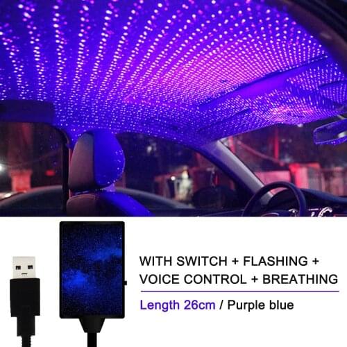 LED Car Roof Star Night Light Projector Atmosphere Galaxy Lamp USB Decorative Lamp Adjustable Multiple Lighting Effects