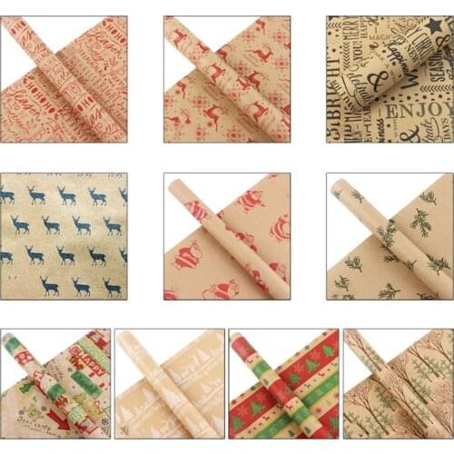 T3EC 5 Sheets 70x50cm Christmas Element Gifts Wrapping Paper DIY Present Packing Kraft Wraps for Birthday Xmas Party Holidays