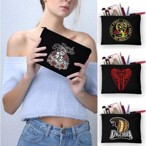 Women Canvas Makeup Bags Travel Lady Storage Bag Print Wash Bag Fabric Zipper Multifunctional Coin Purse Cosmetic Storage Bag