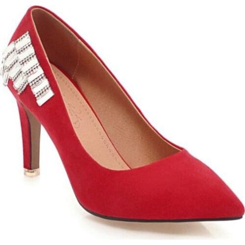 Vogue of new fund of 2018 diamond pointed high heel with lighter super small size 31-46 bride shoes 1811