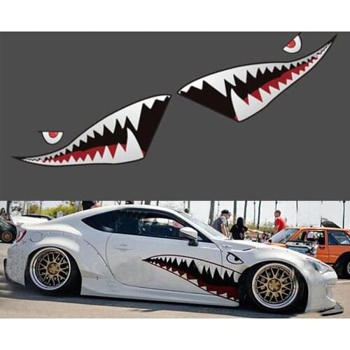Universal 1pair 59Inch PVC Shark Mouth Tooth Sticker Vinyl Exterior Decal For Car Trucks Vans Boats ATV