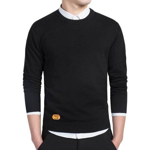 Knitting Clothing Grey Black M-3Xl New Mens Cotton Sweater Pullovers Men O-Neck Sweaters Jumper Black Autumn Thin Male Solid