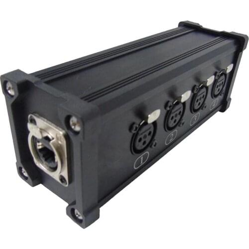 High quality RJ45 CAT6 female to 4 × xlr female digital audio and video box 4ch etherCon to female XLR Breakout Box