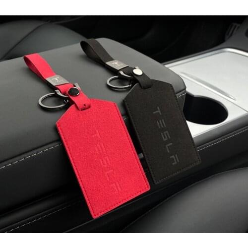 Model 3 Y Suede Key Card Holder Protector Cover Key Chain For Tesla Model Three Card Holder Key Case Key Ring Bag Chain Clip