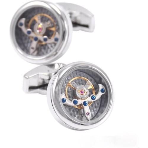 2pcs Fashion Men Mechanical Movement Cufflinks Business Shirt Sleeve Buttons Cufflinks Christmas Wedding Party Birthday Gift