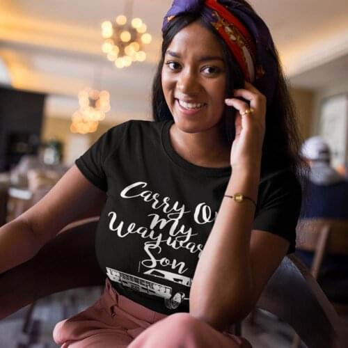 Angel T-Shirt Carry On My Wayward Son Supernatural T Shirt Kawaii XL Women tshirt Navy Casual O Neck 100 Cotton Ladies Tee Shirt