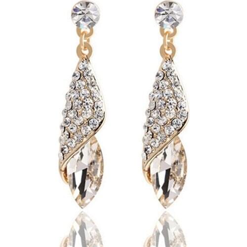 Women Vintage Fashion Tassel Earrings Ladies Crystal Water Drop Earrings Jewelry Wedding Pierced Dangle Earrings 4 Colors