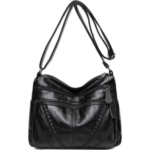 Women Large Capacity Casual Messenger Shoulder Bag Soft Leather Crossbody Bag High Quality Crossbody Bags