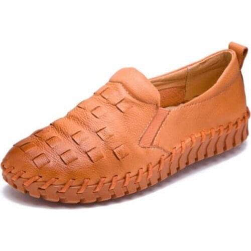 Hand-woven 100% genuine leather shoes woman flat shoes 2020 new spring women fashion shoes casual sneakers Non-slip plus size