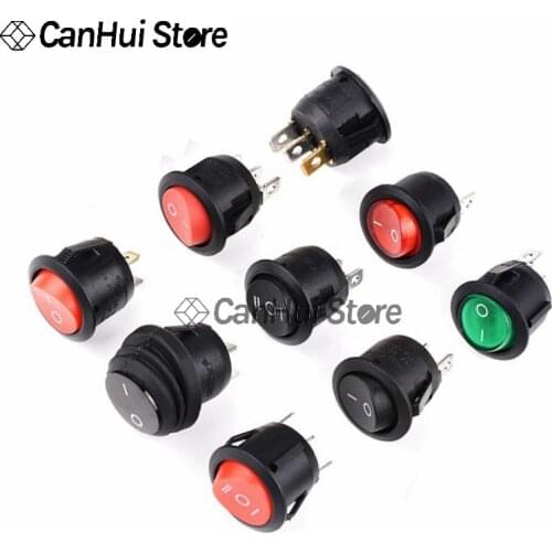 1-5pcs KCD1 2Pin 3Pin 20mm On-Off/ON-OFF-ON SPST Round Rocker Switch 6A/250V 10A/250V 12V Cat Eye Push Button Switch With Light