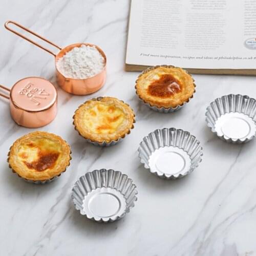Egg Tart Pudding Cake Mold 10PCs Aluminum Baking Mold Flat Kitchen Tools