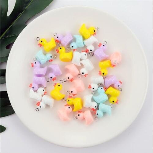 10Pcs/pack Cartoon Yellow Duck Charms Pendants Resin Pendants For Women Child Diy Earrings Necklace Jewelry Accessories