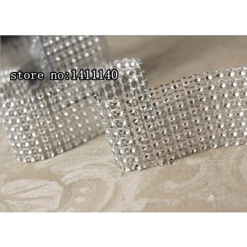 10yard /lot Glitter Silver Wedding Diamond Mesh Wrap Roll Sparkle Rhinestone Looking Ribbon wedding decoration cake accessory