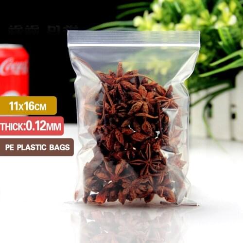 100 pcs 11x16cm Plastic Bags white Grip Self Press Seal Resealable Zip Lock Clear Cookie Cake Candy Bags