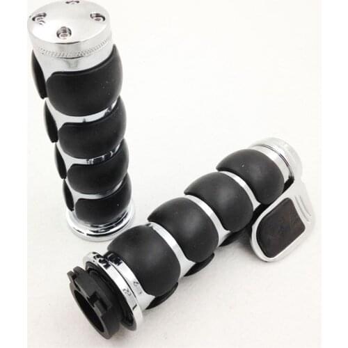 1500 Motorcycle For Kawasaki Suzuki Yamaha Harley Chopper 1 inch Chrome Assist Bar Ends Rubber Handlebar Hand Grips