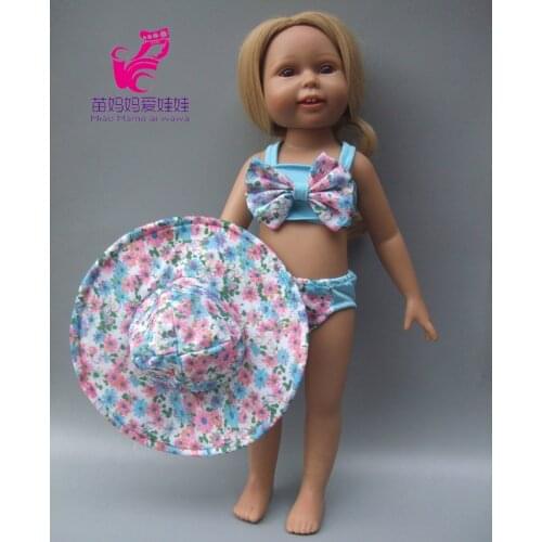 18" Girl Doll Bikini + Cap summer Swimming Suit With Hat also fit for 43cm baby dolls