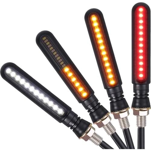 4Pcs Flowing Motorcycle Indicators Flashing Motorbike Turn Signal Lights Rear Brake Lights Width Lamps 12V Universal