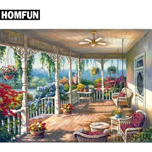 HOMFUN Full Square/Round Drill 5D DIY Diamond Painting "Garden scenery" Embroidery Cross Stitch 5D Home Decor Gift A06568