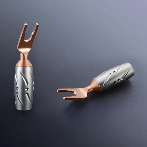 4pcs VS-701 Viborg Audio High Performance Pure Copper Y Spade Plug None Plated Spade Fork Screw Locking Connector