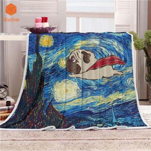 Cartoon Dog Velvet Plush Throw Blanket Thicking Lunch Break Blanket Bedsheet Comfortable Printed Soft Throw Travel CB75