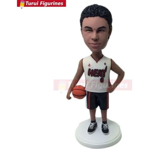 Basketball Personalized Boyfriend Gift Bobble Head Clay Figurine Based on Customers' Photos Using As Birthday Cake Topper, Gift