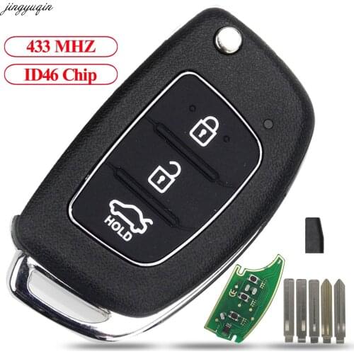 Jingyuqin Remote Car Key 433Mhz ID46 Chip For Hyundai IX35 IX25 IX45 Elantra Santa Fe 2013-2017 Original Transponder Control Key