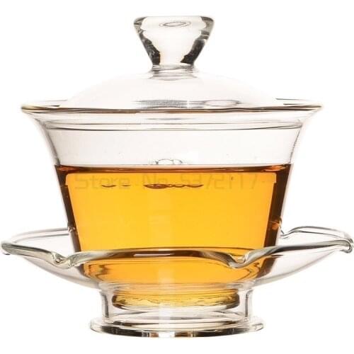 Tea Tureen Heat Resistant Glass Gaiwan Tea Maker Beautiful Tea Bowl Chinese Kung Fu Teaware Master Cup Teacup Drinkware