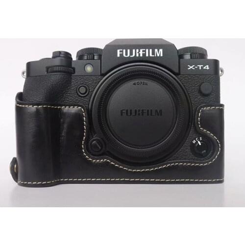 Portable PU Leather cover Camera Bag Bottom Case for Fuji fujifilm X-T4 XT4 Half Body shell with Battery Opening