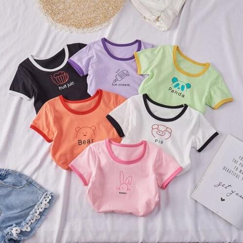 2021 Summer Girls Boys Cute Cartoon Short Sleeve T-shirt Baby Kids Children Cotton Tee