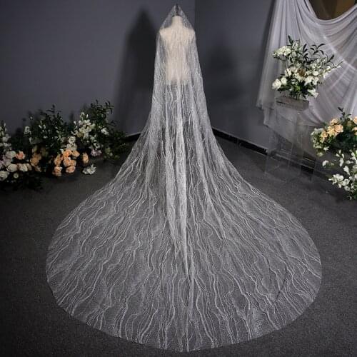Korean Wedding Dress Pure White Long Luxury Large Veil Veil Headdress Fairy Long Trailing Bridal Veil
