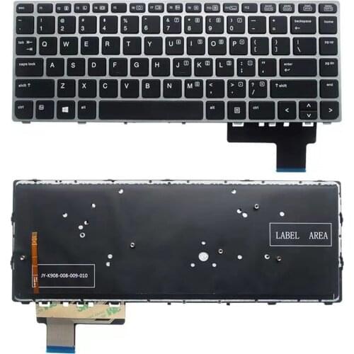 US Laptop keyboard For HP EliteBook Folio 9470M 9470 9480 9480M Silver frame Backlight Keyboard