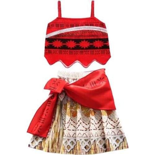 Moana Cosplay Costume Girls Dresses Vaiana Princess Suits Halloween Carnival Costume Dresses