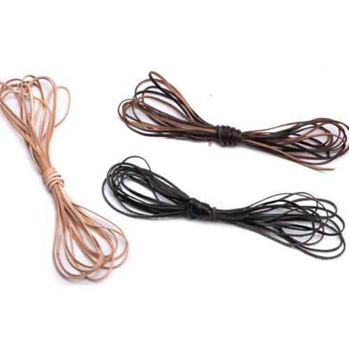 First layer cowhide rope flat leather bracelet necklace keychain diy material leather rope 3 meters