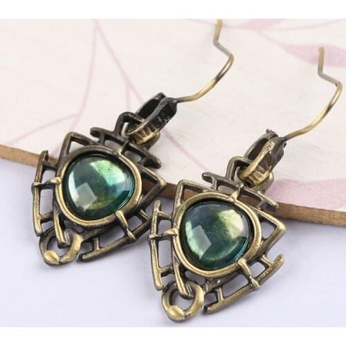 Fashion Retro Love Hearts Padlock Earrings Classic Bohemian Style Lady Triangle Drop Earrings Jewelry for Women Party Best Gift