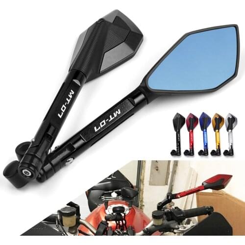 Motorcycle Bluish Reverse Side Mirrors Motorbike Rear view Mirrors Moto accessories CNC For Yamaha MT07 MT 07 MT-07 2014-2021
