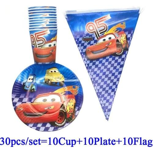 Cartoon Lightning McQueen Cars Birthday Party Decorations Happy Birthday Party Cup Plates Banner Flags Disposable Party Supplies