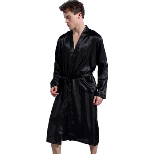 Men Bathrobe Spring Summer Long Robe Sleepwear Rayon Robes Gown Male Kimono Bathrobe Nightgown Male Casual Home Wear M L XL XXL