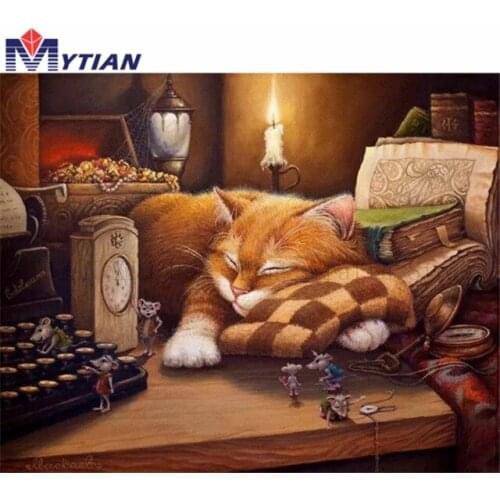 Cat Napping,Kitten,5D DIY Diamond Painting Art Kit,Mosaic Full Drill Diamond Embroidery Cross Stitch Handmade Crafts Home Decor
