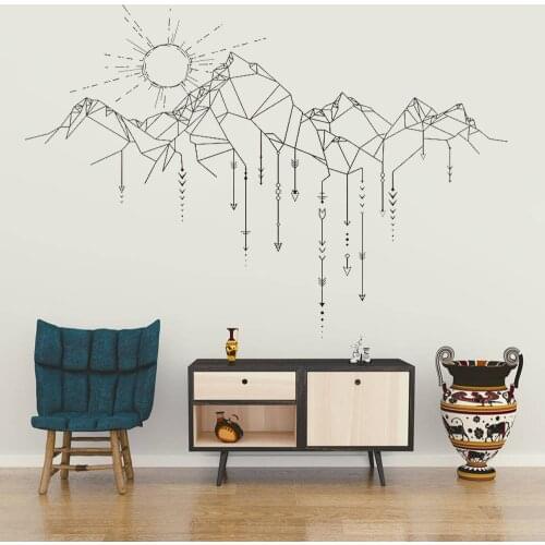 Wall Decal Vinyl Sticker Sun Mountain Arrow Wall Art Design Mural Living Room House Home Decoration Wallpaper DIY Decor WW-242