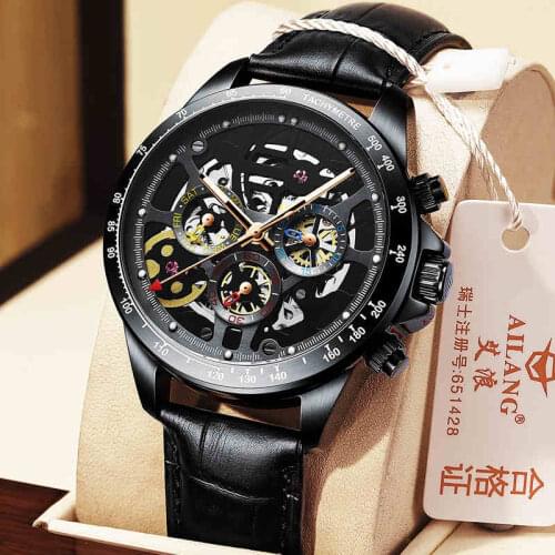 2021 New Mens Mechanical Watch Automatic Stainless Steel Hollow Calendar Week Luminous Waterproof Sports Authentic Mens Watch