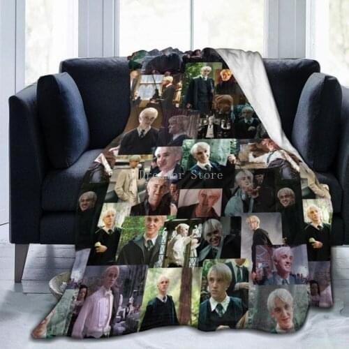 3D Printed Blanket Draco Malfoy Collage Flange Blanket Bed Throw Soft Cartoon Printed Bedspread Bedspread Sofa Gift